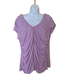 PENNINGTON's Short Sleeve Purple top with Rouching 1X